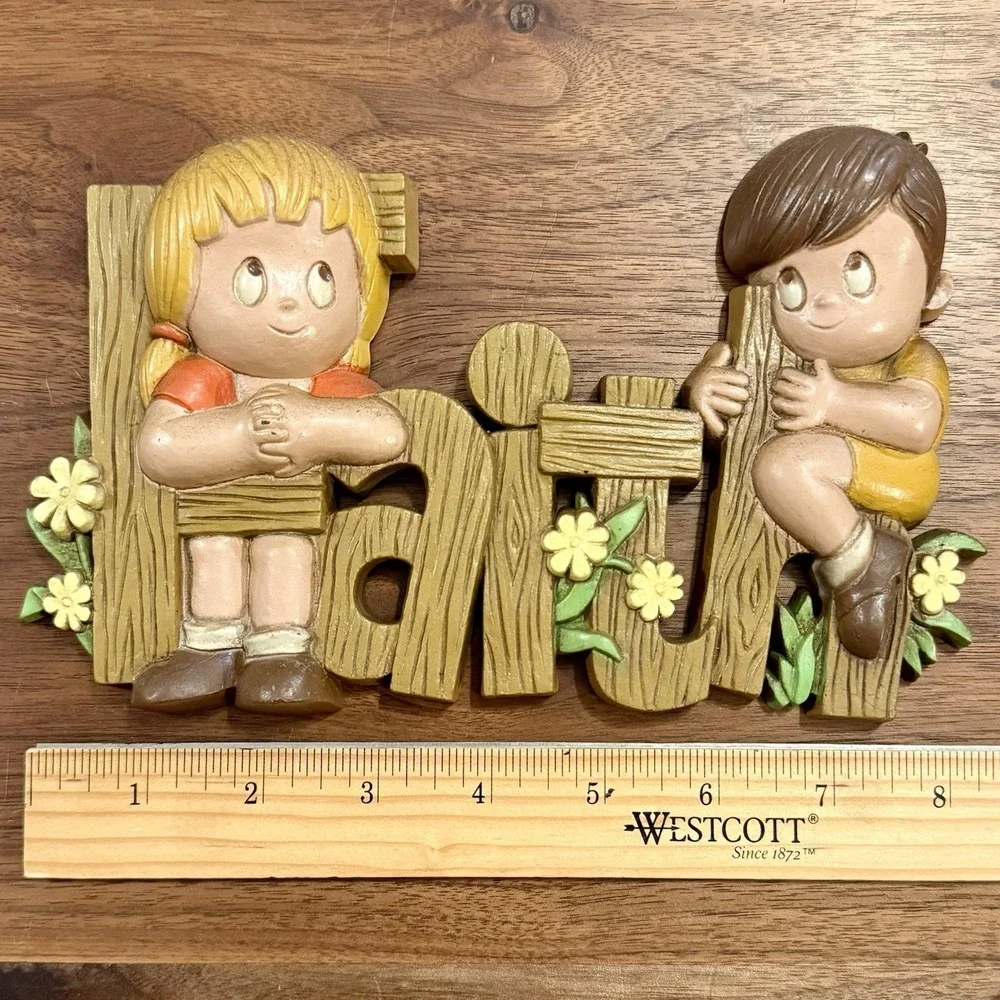 3pc VTG 80s Burwood Homco Faith Hope Charity Wall Decor Kids Boy‎ Girl Nursery